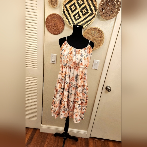 LAST ONE! Floral Tiered Babydoll Mini Dress With Ruffles - Picture 3 of 10